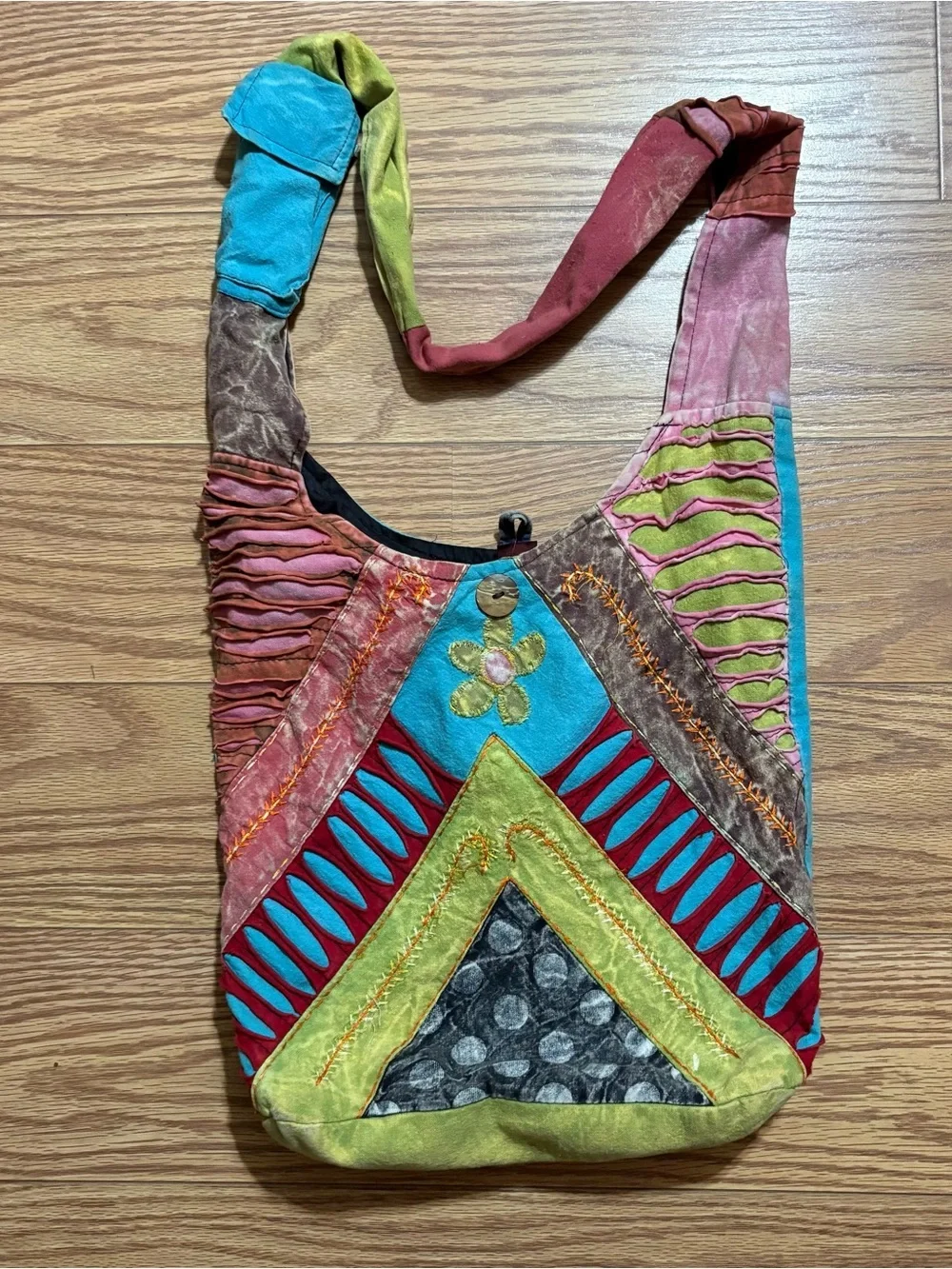 Y2K 2000s Hippie Boho Colorful Shoulder Bag Hobo Purse